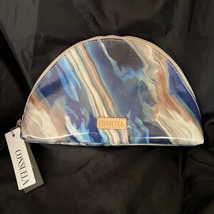 Consuela Mint Interior Half-Moon Cosmetic Pouch